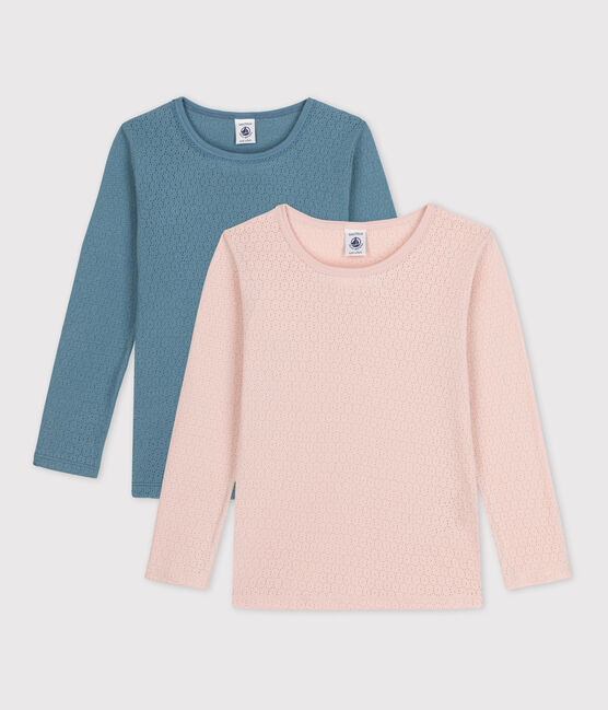 Girls' Long-Sleeved Cotton Openwork T-Shirt - 2-Pack variante 1