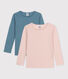 Girls' Long-Sleeved Cotton Openwork T-Shirt - 2-Pack