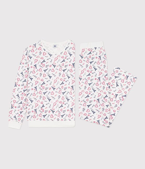 Women's Paris print cotton pyjamas MARSHMALLOW white/MULTICO white