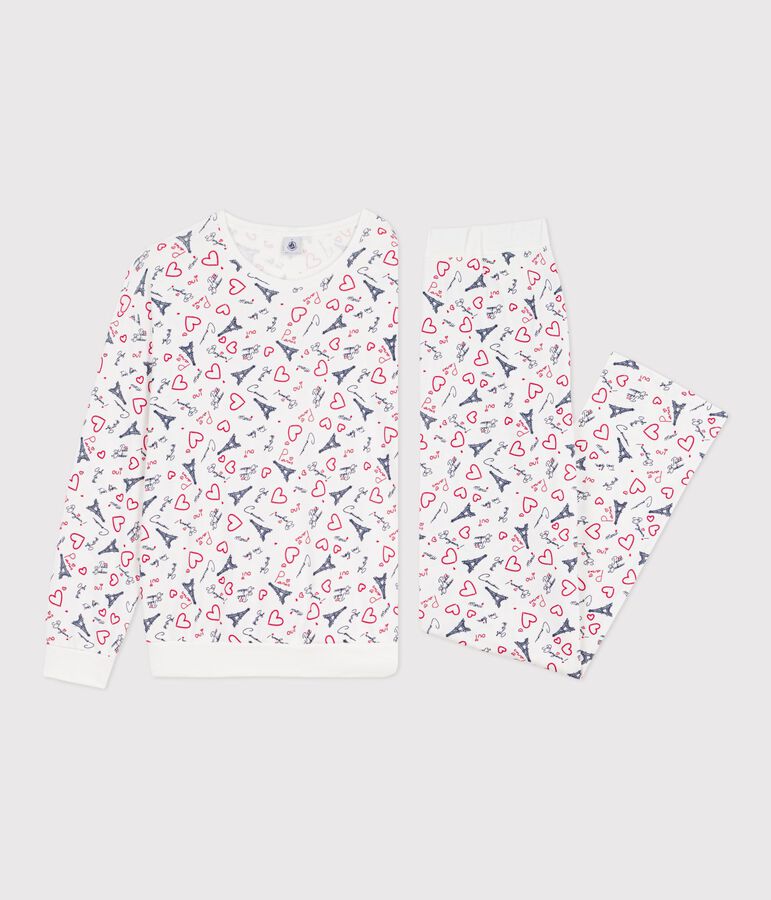 Women's Paris print cotton pyjamas white/multicolor