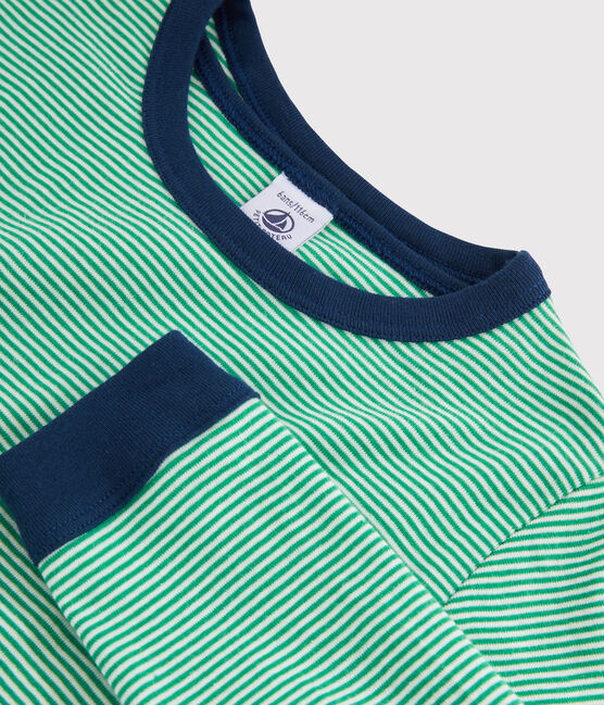 Boys' Green Pinstriped Ribbed Pyjamas PRADO green/MARSHMALLOW white