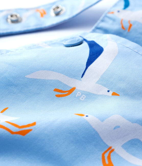 Baby Boys' Fancy Serge Dungaree Shorts JASMIN blue/MULTICO white