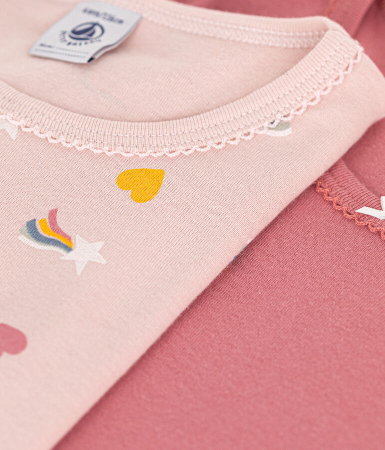 Children's long-sleeved cotton heart T-shirts - 2-Pack multicolor