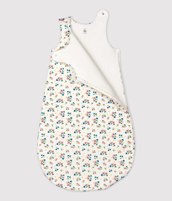 Babies' Floral Organic Cotton Sleeping Bag MARSHMALLOW white/MULTICO white