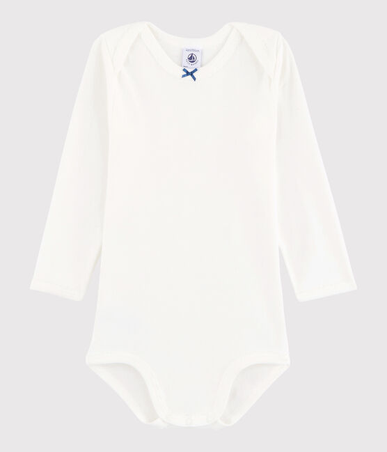 Baby Girls' Long-Sleeved Bodysuit MARSHMALLOW white/ACIER blue