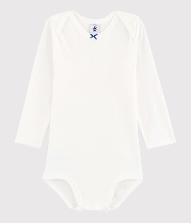 Baby Girls' Long-Sleeved Bodysuit white/blue