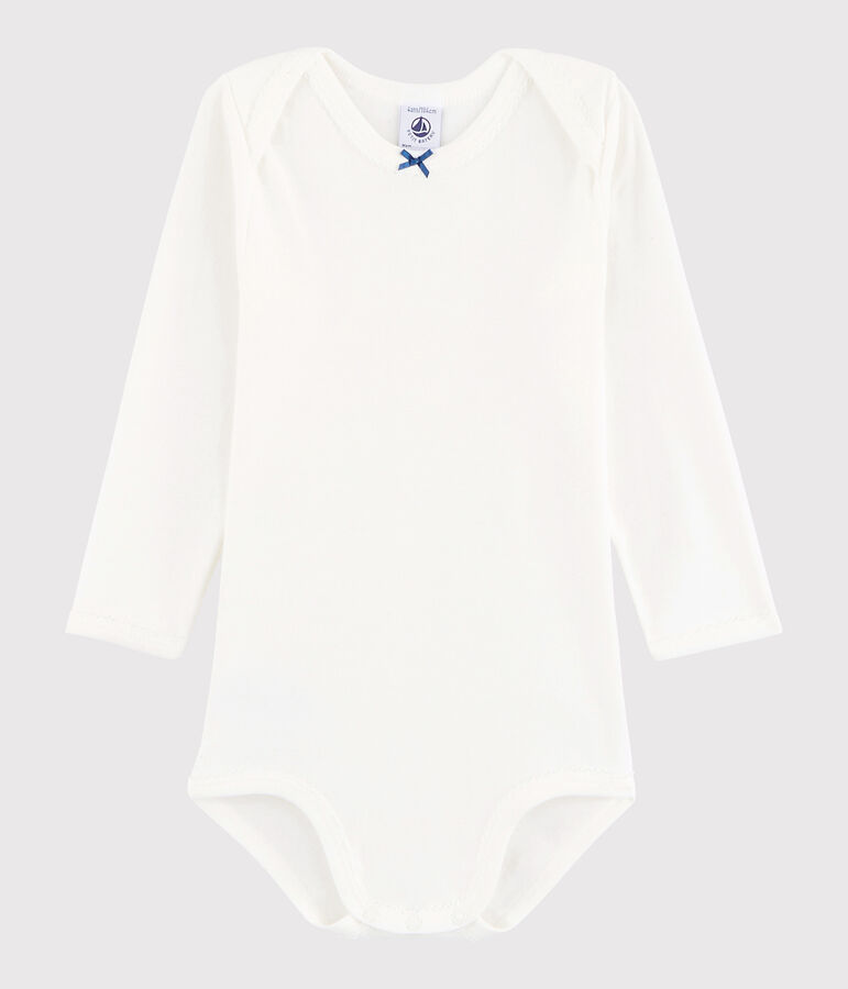 Baby Girls' Long-Sleeved Bodysuit white/blue