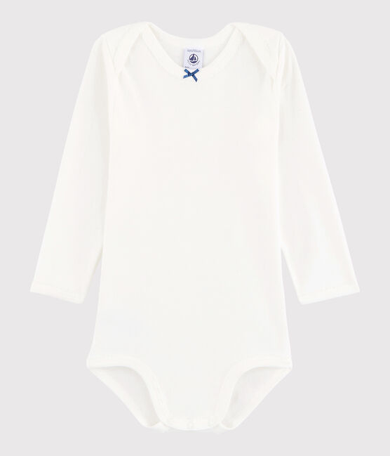 Baby Girls' Long-Sleeved Bodysuit MARSHMALLOW white/ACIER blue