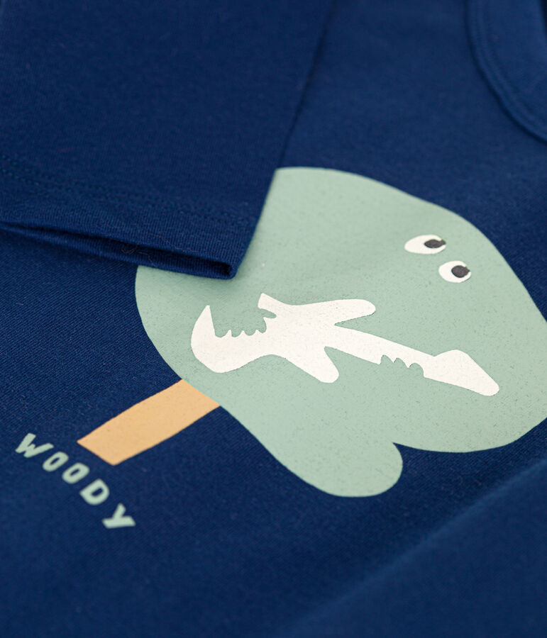 Boys' long-sleeved fine jersey T-shirt blue