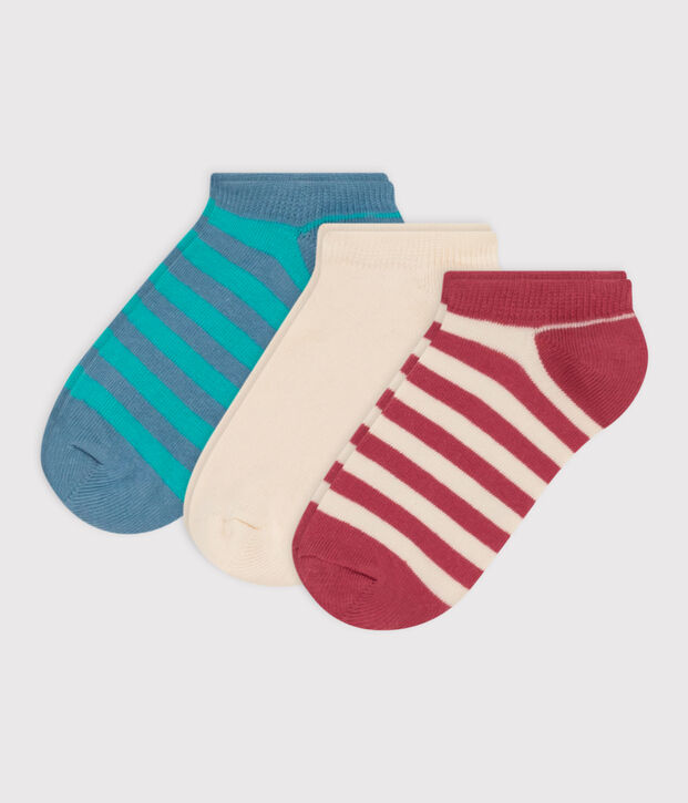 Children's' Cotton Jersey Striped Socks - Pack of 3 multicolor