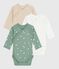 Pack of babies' long-sleeved printed cotton wrapover bodies variante 1