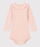 Babies' Long-Sleeved Cotton Bodysuit With Ruff Collar SALINE pink