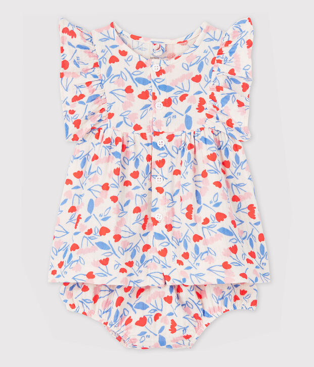 Baby Girls' Sleeveless Floral Organic Cotton Easy-Care Dress with Bloomers pink/multicolor
