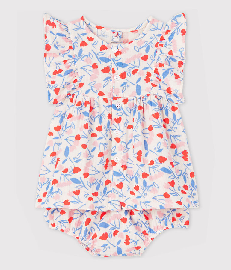 Baby Girls' Sleeveless Floral Organic Cotton Easy-Care Dress with Bloomers pink/multicolor