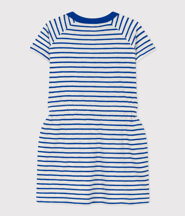 Girls' Striped Slub Jersey Dress white/blue