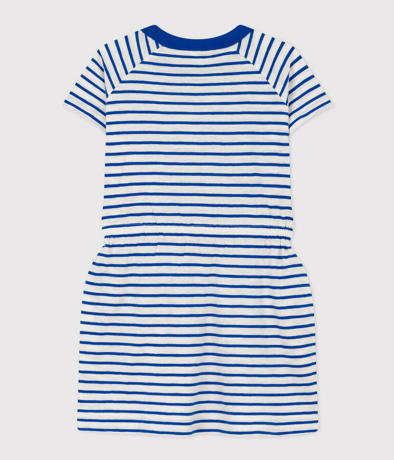 Girls' Striped Slub Jersey Dress white/blue