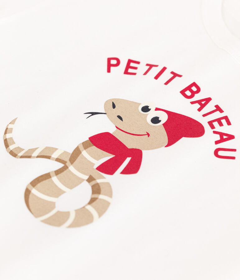 Little boys' short-sleeved fine jersey T-shirt MARSHMALLOW white