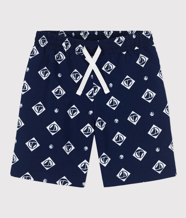 Boys' Printed Recycled Swimming Trunks blue/ecru