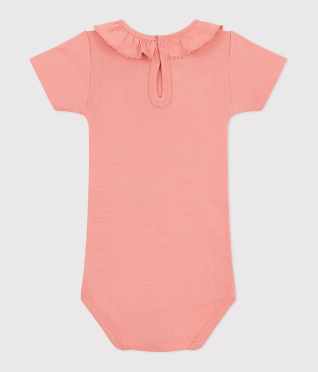 Babies' short-sleeved plain cotton body orange