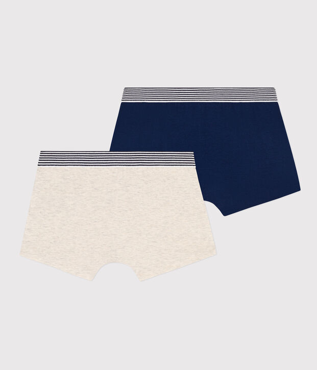 Boys' Plain Cotton and Elastane Boxer Shorts - 2-Pack multicolor