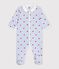 Babies' heart-print cotton pyjama suit with a collar white/multicolor