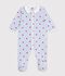 Babies' heart-print cotton pyjama suit with a collar white/multicolor