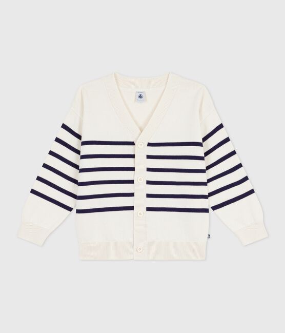 Children's stripy cotton cardigan MILK blue/SOIR