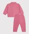 Babies' sweatshirt and trousers set in plain cotton pink