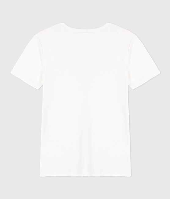 Women's iconic plain short-sleeved rib knit T-shirt ECUME white