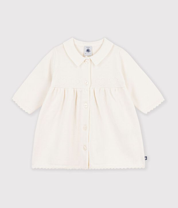 Babies' plain knitted dress white