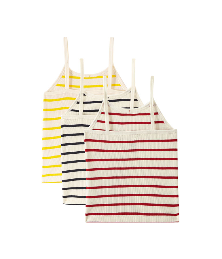 Set of 3 strap vest tops girl white