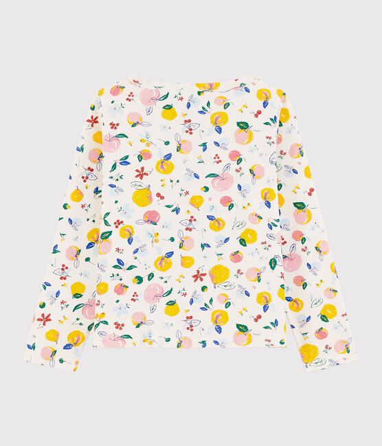 Girls' Cotton Cardigan MARSHMALLOW white/MULTICO white