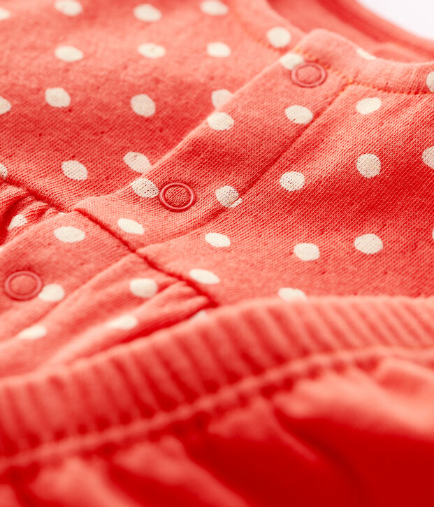 Baby Girls' Spotted Organic Cotton Tube Knit Dress/Leggings orange/white