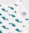 Babies' short whale print cotton jumpsuit MARSHMALLOW green/DRAGONFLY