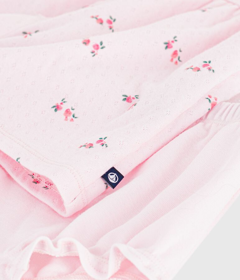 Babies' flower-printed cotton dress with matching bloomers BARELY pink/MULTICO