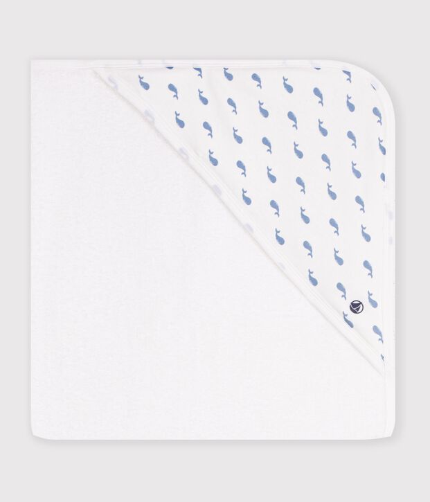 Babies' square cotton bath wrap blue/blue