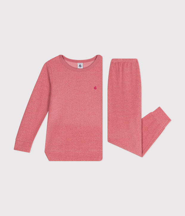 Children's plain pyjamas in brushed terry towelling pink