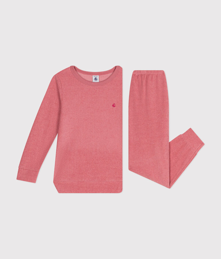 Children's plain pyjamas in brushed terry towelling pink