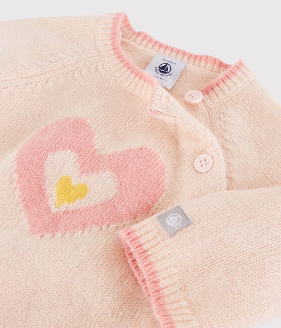 2-piece jacquard knit baby set FLEUR pink