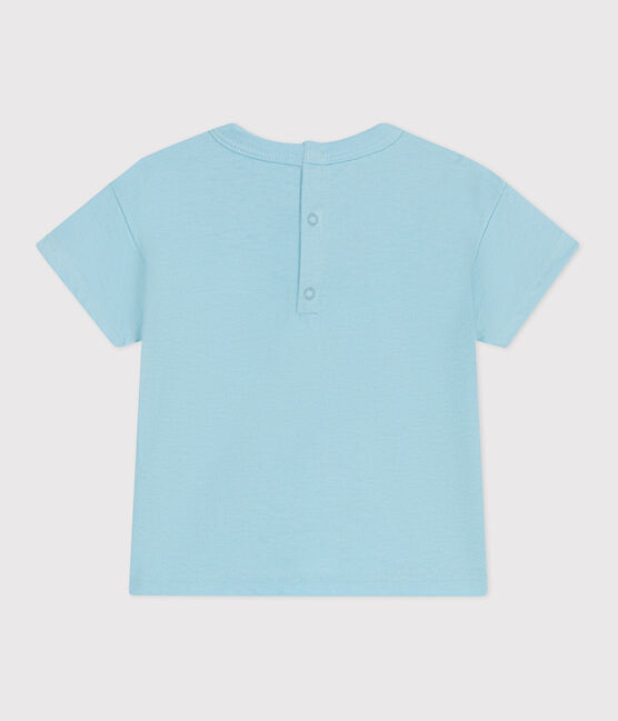 Babies' short-sleeved plain cotton T-shirt AQUATIC blue