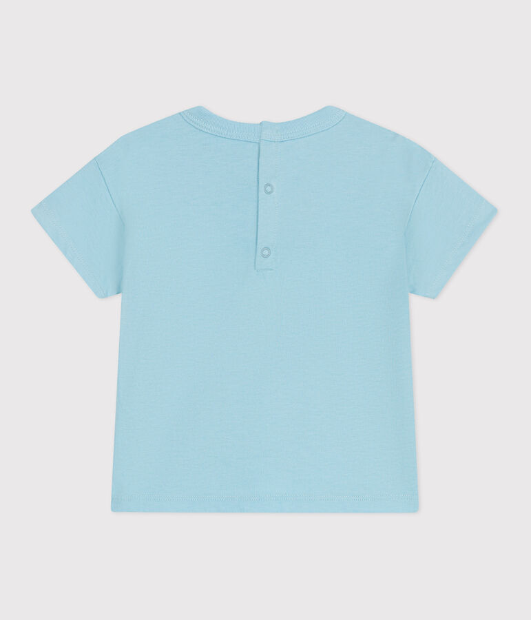 Babies' short-sleeved plain cotton T-shirt AQUATIC blue