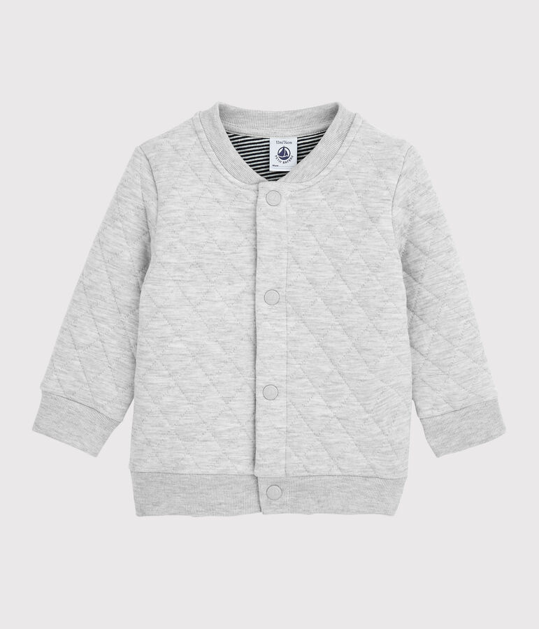 Baby boy's tubular knit cardigan grey