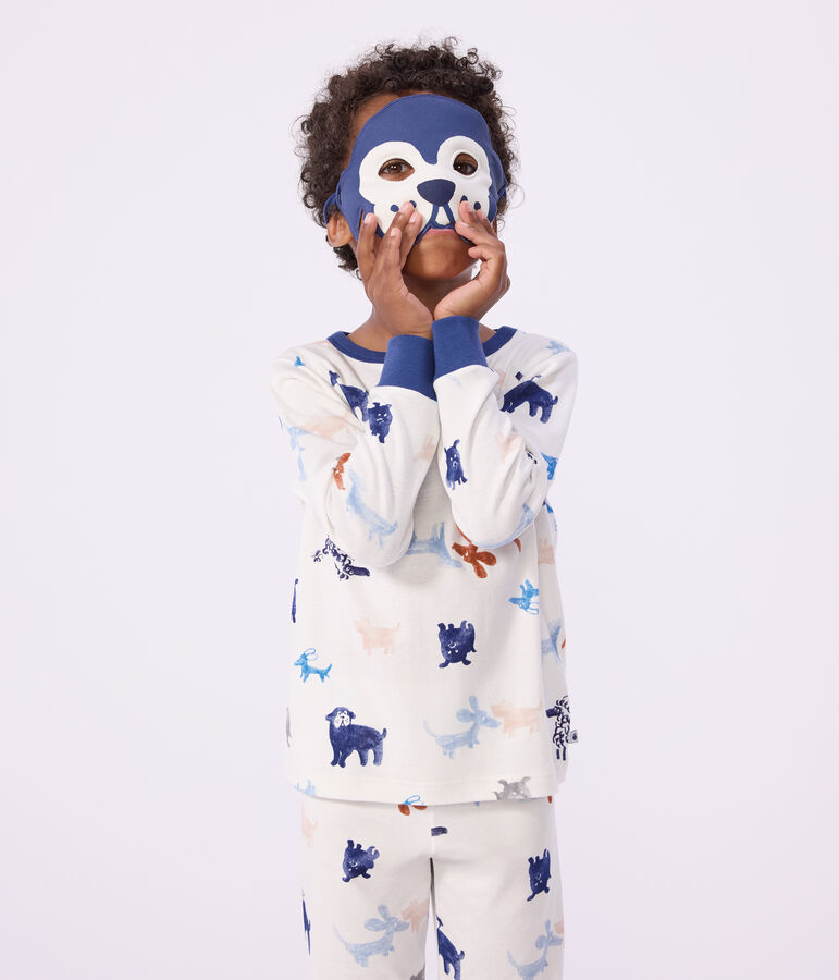 Children's dog print cotton fancy dress pyjamas white/multicolor