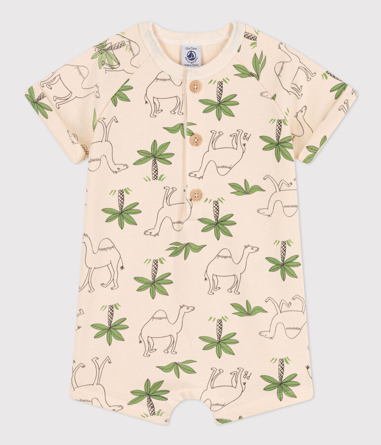 Babies' Printed Fleece Playsuit Ecru/multicolor