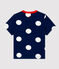 Babies' Jersey Polka Dot Short-Sleeved T-Shirt MEDIEVAL blue/MARSHMALLOW white