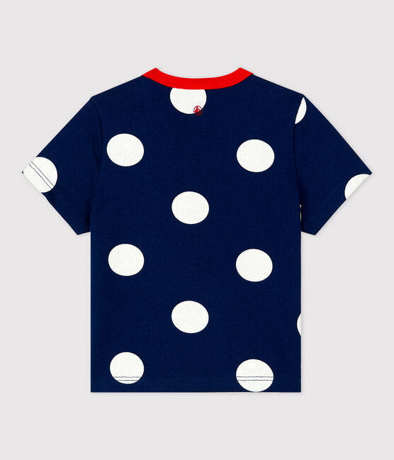 Babies' Jersey Polka Dot Short-Sleeved T-Shirt MEDIEVAL blue/MARSHMALLOW white