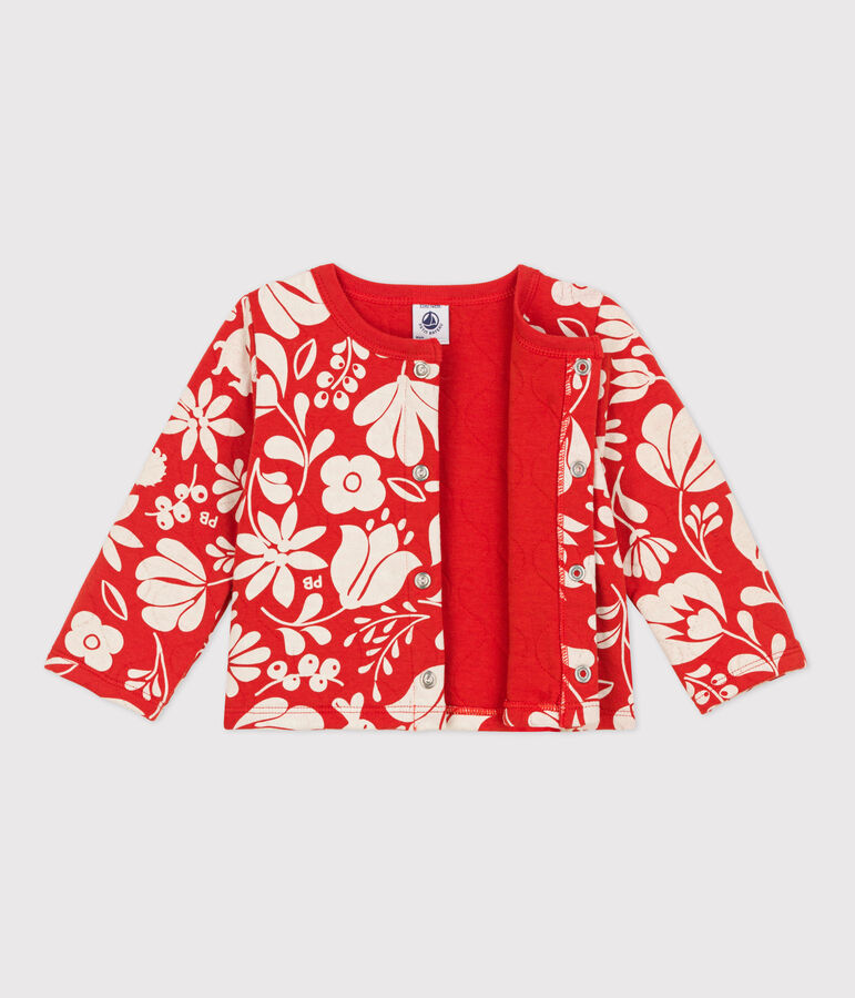 Babies' Patterned Quilted Tube Knit Cardigan orange/ecru