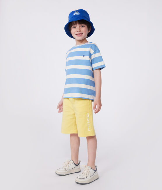 Children's short-sleeved stripy cotton T-shirt ALASKA blue/AVALANCHE