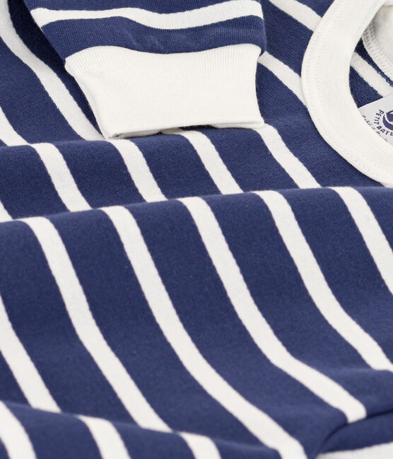 Babies' Stripy Fleece Sweatshirt CHALOUPE /MARSHMALLOW