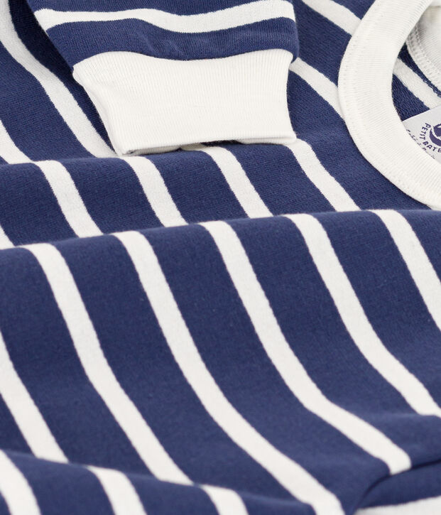 Babies' Stripy Fleece Sweatshirt blue/white